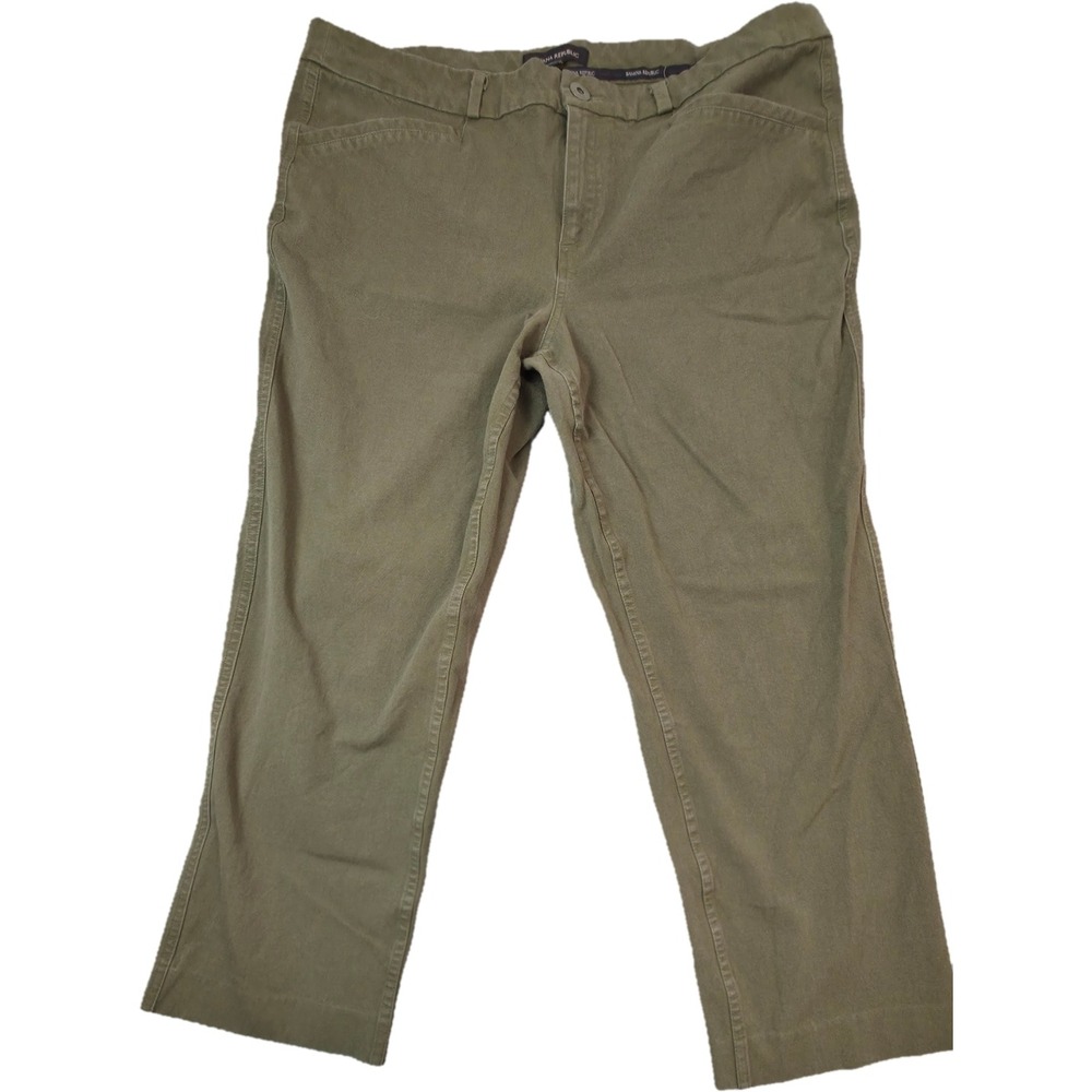 Banana Republic Chino Pants Women 14 Green Straight Leg Stretch Excellent
